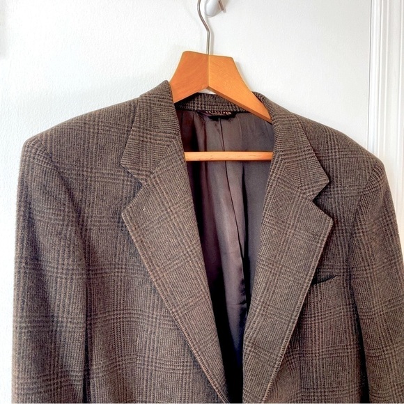 Vintage Other - Vintage Brown Plaid Pincus Brothers Maxwell Nordstrom 100% Camel Hair Blazer 42R